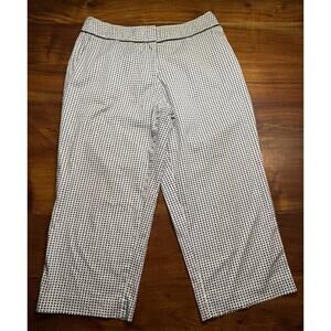 Talbots Pants Womens Black White Stretch Wide Leg Capri Crop Casual Pants Sz 10